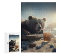 300 PCS Puzzle For Teenagerss Drunk Bear with Beer Puzzles for Adults Hands-on Game Pattern Assembly Unique Gifts for Birthday And Christmas 300 PCS
