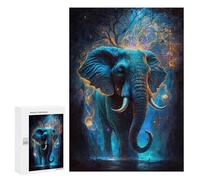 300 PCS Puzzle For Teenagerss Enchanted Elephant in Mystic Forest Adult Jigsaw Puzzle Toy Wall Decor Hand Speed Race Unique Gifts for Birthday And Christmas 300 PCS