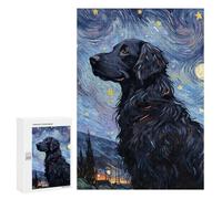 300 PCS Puzzle For Teenagerss FlatCoated Retriever Night Puzzles for Adults Hands-on Game Pattern Assembly Unique Gifts for Birthday And Christmas 300 PCS