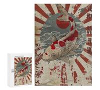 300 PCS Puzzle For Teenagerss Japanese Rising Sun Koi Jigsaw for Adults Anti-Stress Toys Analysis And Logic Parent-child Interaction 300 PCS