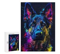 300 PCS Puzzle For Teenagerss Neon German Shepherd Puzzles for Adults Hands-on Game Pattern Assembly Unique Gifts for Birthday And Christmas 300 PCS