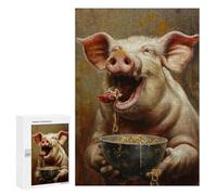 300 PCS Puzzle For Teenagerss Pig Spaghetti Ramen Noodle Adult Jigsaw Puzzle Toy Wall Decor Hand Speed Race Unique Gifts for Birthday And Christmas 300 PCS