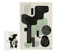 300 PCS Puzzle For Teenagerss Sage Green & Black Abstract Minimalist Art - Modern Decor Puzzles for Adults DIY Toys But Fun And Humorous Unique Gifts for Birthday And Christmas 300 PCS