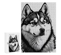 300 PCS Puzzle For Teenagerss Siberian Husky Drawing Dog Puzzles for Adults Hands-on Game Pattern Assembly Unique Gifts for Birthday And Christmas 300 PCS