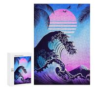 300 PCS Puzzle For Teenagerss Synthwave Wave And Sunset Adult Jigsaw Puzzle Toy Wall Decor Hand Speed Race Unique Gifts for Birthday And Christmas 300 PCS