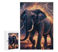 300 PCS Puzzle For Teenagerss Thundering Giants The Majestic Elephant in Stormy Skies Puzzles for Adults Hands-on Game Pattern Assembly Unique Gifts for Birthday And Christmas 300 PCS