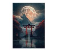 300 PCS Puzzle For Teenagerss Torii Gate Under A Full Moon Jigsaw for Adults Brain Teaser Game Analysis And Logic Difficult And Challenge 300 PCS