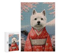 300 PCS Puzzle For Teenagerss Westie Geisha Jigsaw for Adults Relax Games Pattern Assembly Unique Gifts for Birthday And Christmas 300 PCS