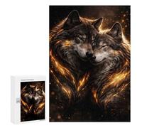 300 PCS Puzzle For Teenagerss Wolves Couple - Luxury Animal Wall Art - Romantic Gift Decor Jigsaws for Adults Family Games But Fun And Humorous Difficult And Challenge 300 PCS