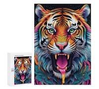 300 PCS Puzzles for Adults A Vibrant, Artwork Featuring An Ornate Tiger with Intricate Patterns And Vivid Puzzle For Teenagerss Hand Speed Race Train Your Brain And Hands Addictive Toys to Cultivate P