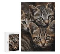 300 PCS Puzzles for Adults Adorable Tabby Kittens Jigsaw Puzzles for Adults Improve Memory Help The Brain Exercise Gifts for Friends And Family 300 PCS
