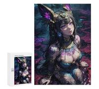 300 PCS Puzzles for Adults Black Fox Girl Puzzle For Teenagerss Hand Speed Race Train Your Brain And Hands Addictive Toys to Cultivate Patience 300 PCS