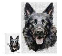 300 PCS Puzzles for Adults Black German Shepherd Portrait Jigsaws for Adults Relax Games Presents for Women Birthday And Unique Gifts 300 PCS