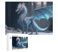 300 PCS Puzzles for Adults Blue Ice Dragon in Winter Forest Jigsaws for Adults Relaxing Games Presents for Women Unique Gifts for Birthday And Christmas 300 PCS