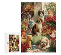300 PCS Puzzles for Adults Cats & Dogs Garden Party Puzzle For Teenagers Birthday Present Difficult And Challenge Unique Birthday And Xmas Gifts 300 PCS