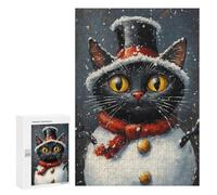 300 PCS Puzzles for Adults Christmas Cat Snowman Jigsaw Puzzles for Adults Improve Memory Help The Brain Exercise Gifts for Friends And Family 300 PCS