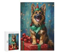 300 PCS Puzzles for Adults Christmas German Shepherd Dog Jigsaw Puzzles for Adults Improve Memory Help The Brain Exercise Gifts for Friends And Family 300 PCS