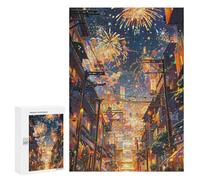 300 PCS Puzzles for Adults City Streets Under Fireworks Display Jigsaws for Adults Relaxing Games Presents for Women Unique Gifts for Birthday And Christmas 300 PCS