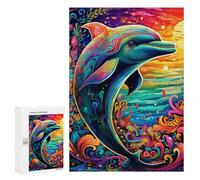 300 PCS Puzzles for Adults Colorful Dolphin Sunset Jigsaws for Adults Relaxing Games Presents for Women Unique Gifts for Birthday And Christmas 300 PCS