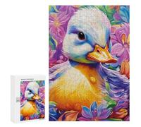 300 PCS Puzzles for Adults Colorful Duckling in Flowers Jigsaws for Adults Relaxing Games Presents for Women Unique Gifts for Birthday And Christmas 300 PCS
