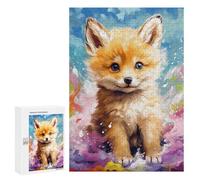 300 PCS Puzzles for Adults Colorful Fox Cub Art Print Puzzle For Teenagers Birthday Present Difficult And Challenge Unique Birthday And Xmas Gifts 300 PCS