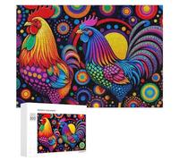 300 PCS Puzzles for Adults Colorful Roosters Art Print-2 Jigsaws for Adults Relaxing Games Presents for Women Unique Gifts for Birthday And Christmas 300 PCS