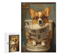 300 PCS Puzzles for Adults Corgi Reading Newspaper on Toilet-3 Puzzle For Teenagers Birthday Present Difficult And Challenge Unique Birthday And Xmas Gifts 300 PCS