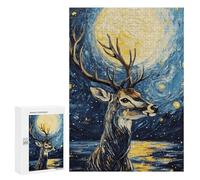300 PCS Puzzles for Adults Deer Under Starry Night Jigsaws for Adults Relax Games Presents for Women Birthday And Unique Gifts 300 PCS