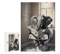 300 PCS Puzzles for Adults Elephant Reading Newspaper in Bathroom-1 Jigsaws for Adults Relaxing Games Presents for Women Unique Gifts for Birthday And Christmas 300 PCS