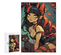300 PCS Puzzles for Adults Fantasy Devil Girl with Cat Puzzle For Teenagers Birthday Present Difficult And Challenge Unique Birthday And Xmas Gifts 300 PCS