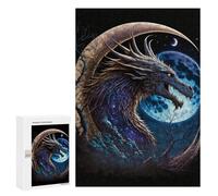 300 PCS Puzzles for Adults Fantasy Dragon Moon Art Print Puzzle For Teenagers Birthday Present Difficult And Challenge Unique Birthday And Xmas Gifts 300 PCS