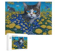 300 PCS Puzzles for Adults Floral Cat Paradise -2 Jigsaws for Adults Relaxing Games Presents for Women Unique Gifts for Birthday And Christmas 300 PCS