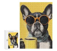 300 PCS Puzzles for Adults Frenchie with Coffee Mug-3 Puzzle For Teenagers Birthday Present Difficult And Challenge Unique Birthday And Xmas Gifts 300 PCS