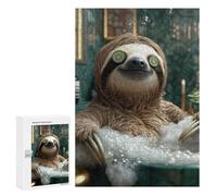 300 PCS Puzzles for Adults Funny Animal Sloth Wellness & Spa Day, Relaxing Bubble Bath Jigsaws for Adults Relax Games Presents for Women Birthday And Unique Gifts 300 PCS