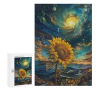 300 PCS Puzzles for Adults Galactic Sunflower Fantasy Jigsaw Puzzles for Adults Improve Memory Help The Brain Exercise Gifts for Friends And Family 300 PCS