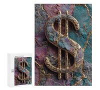 300 PCS Puzzles for Adults Golden Dollar Sign Art Jigsaw Puzzles for Adults Improve Memory Help The Brain Exercise Gifts for Friends And Family 300 PCS
