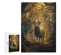 300 PCS Puzzles for Adults Golden Forest Stag Jigsaw Puzzles for Adults Improve Memory Help The Brain Exercise Gifts for Friends And Family 300 PCS