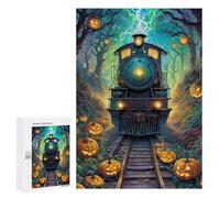 300 PCS Puzzles for Adults Halloween Train Through The Woods -1 Jigsaws for Adults Relaxing Games Presents for Women Unique Gifts for Birthday And Christmas 300 PCS