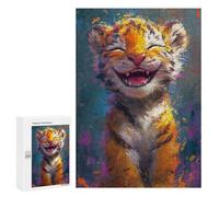 300 PCS Puzzles for Adults Happy Tiger Painting Puzzle For Teenagers Birthday Present Difficult And Challenge Unique Birthday And Xmas Gifts 300 PCS