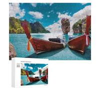 300 PCS Puzzles for Adults Island Paradise with Traditional Boats Jigsaws for Adults Relaxing Games Presents for Women Unique Gifts for Birthday And Christmas 300 PCS