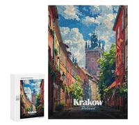 300 PCS Puzzles for Adults Krakow, Poland Street View Jigsaws for Adults Relax Games Presents for Women Birthday And Unique Gifts 300 PCS