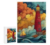 300 PCS Puzzles for Adults Lighthouse in Stormy Seas Jigsaw Puzzles for Adults Improve Memory Help The Brain Exercise Gifts for Friends And Family 300 PCS