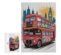 300 PCS Puzzles for Adults London Bus with Graffiti Art Jigsaws for Adults Relax Games Presents for Women Birthday And Unique Gifts 300 PCS