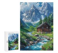 300 PCS Puzzles for Adults Mountain Cabin Scene Puzzle For Teenagers Birthday Present Difficult And Challenge Unique Birthday And Xmas Gifts 300 PCS