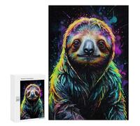 300 PCS Puzzles for Adults Neon Sloth Art Jigsaws for Adults Relax Games Presents for Women Birthday And Unique Gifts 300 PCS