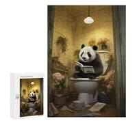 300 PCS Puzzles for Adults Panda Reading on Toilet Jigsaws for Adults Relax Games Presents for Women Birthday And Unique Gifts 300 PCS