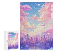 300 PCS Puzzles for Adults Pastel Cityscape Skyline Puzzle For Teenagerss Hand Speed Race Train Your Brain And Hands Addictive Toys to Cultivate Patience 300 PCS