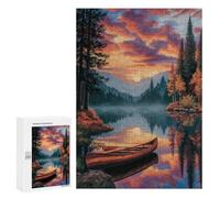 300 PCS Puzzles for Adults Peaceful Lake Sunset Scene Puzzle For Teenagers Birthday Present Difficult And Challenge Unique Birthday And Xmas Gifts 300 PCS