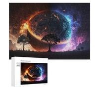 300 PCS Puzzles for Adults Planetary Contrast Fire And Ice Jigsaws for Adults Relaxing Games Presents for Women Unique Gifts for Birthday And Christmas 300 PCS