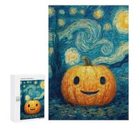 300 PCS Puzzles for Adults Pumpkin with Starry Night Background-1 Jigsaw Puzzles for Adults Improve Memory Help The Brain Exercise Gifts for Friends And Family 300 PCS